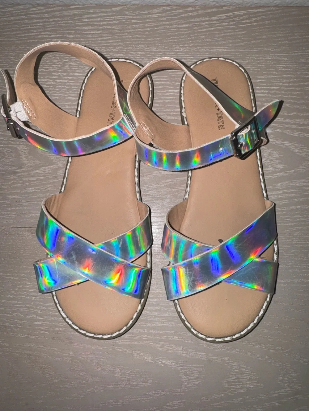 Tucker + Tate Girls Iridecsent Silver Sandals size 3